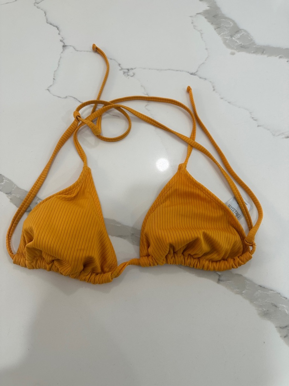 wild fable Mustard Ribbed Triangle Swim Top